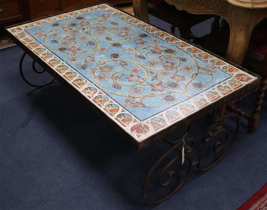 An Italian painted wood and wrought iron table W.121.5cm